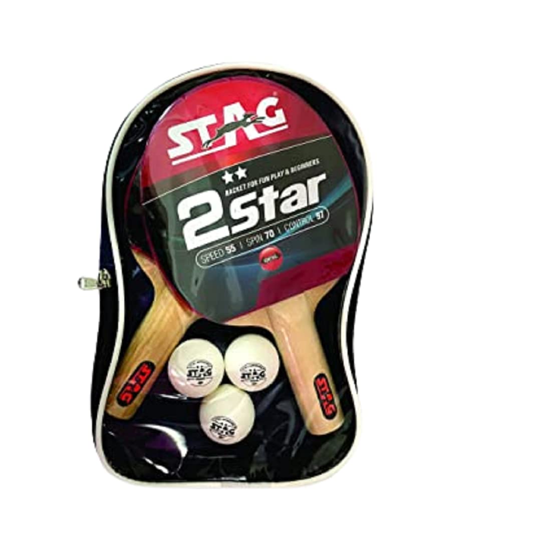 STAG GLOBAL 2 Star Table Tennis Playset (2 Racquets & 3 Balls)