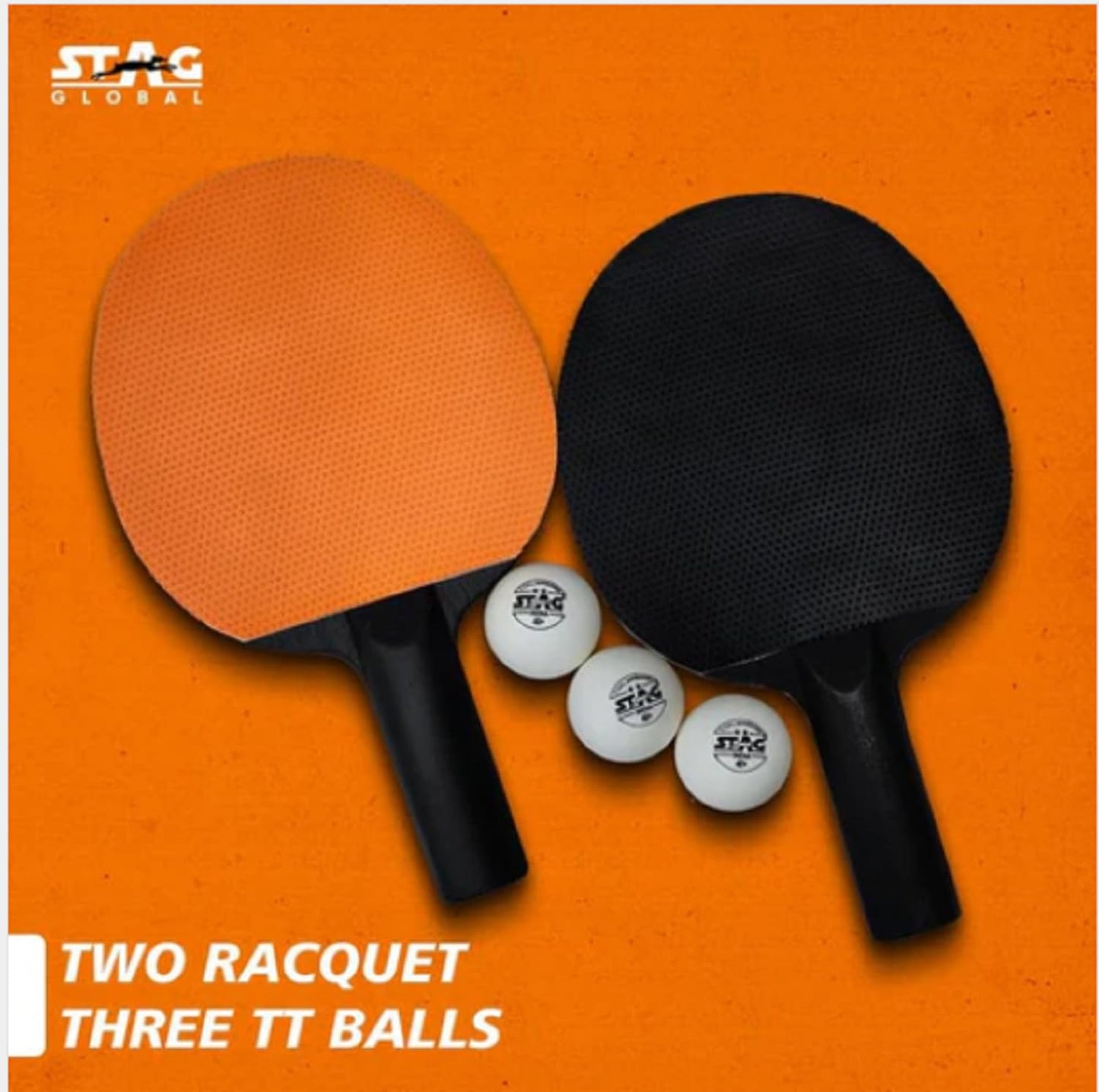 STAG GLOBAL SERIES 2 TABLE TENNIS RACKET PLAYSET (2 Racquets and 3 Balls)