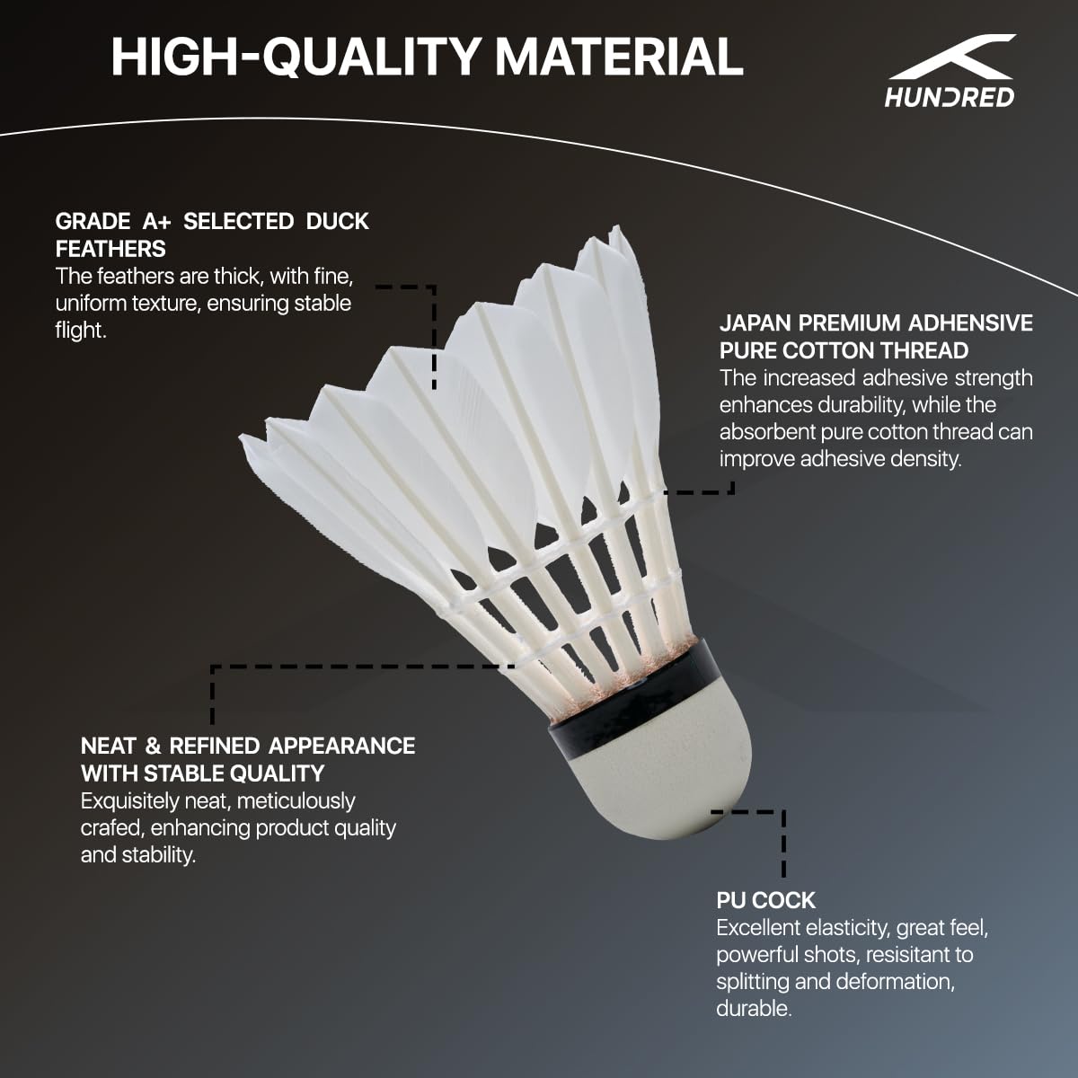 HUNDRED F8 Feather Shuttlecock