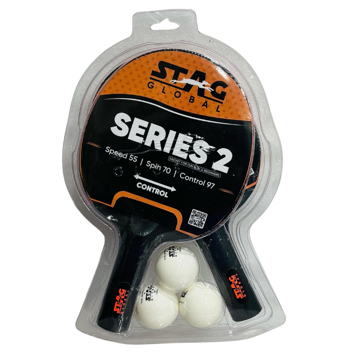 STAG GLOBAL SERIES 2 TABLE TENNIS RACKET PLAYSET (2 Racquets and 3 Balls)