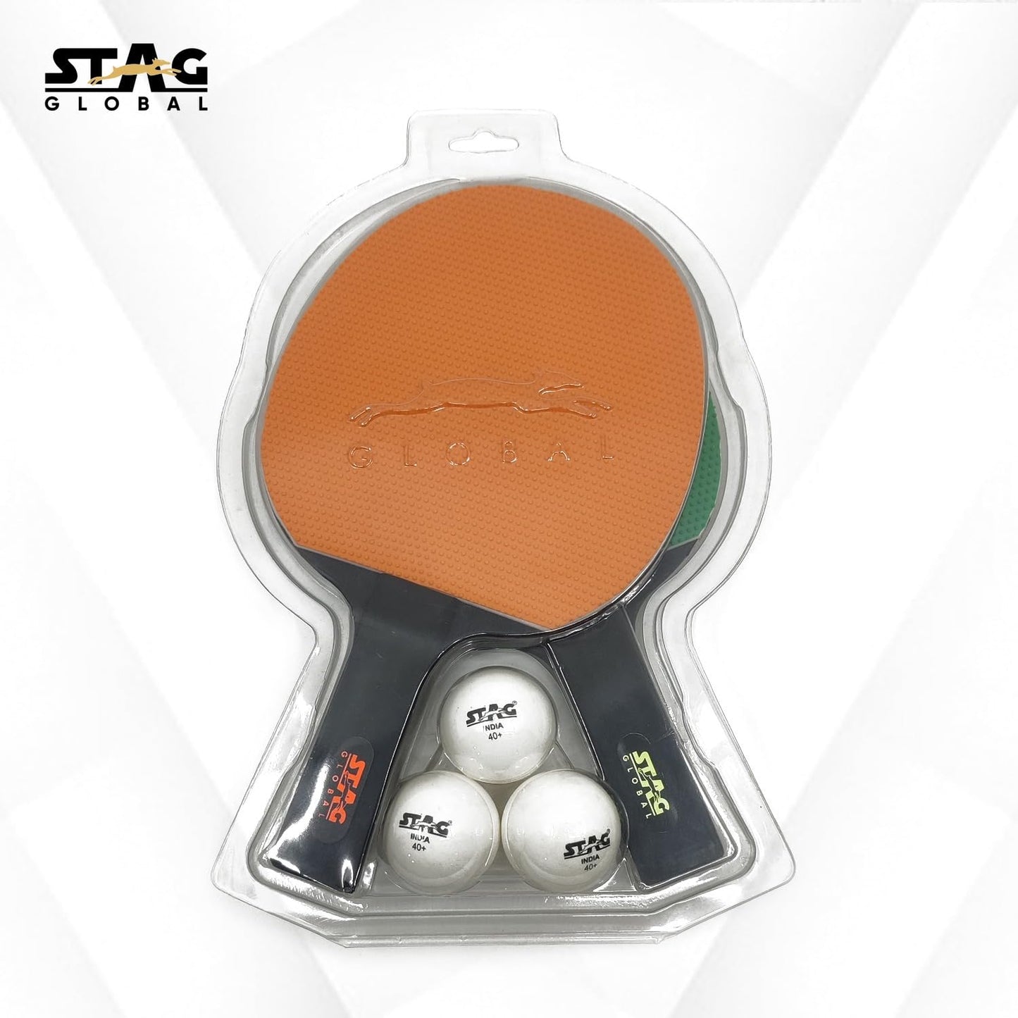 STAG GLOBAL SERIES 1 TABLE TENNIS RACKET PLAY SET (2 Racquets and 3 Balls)
