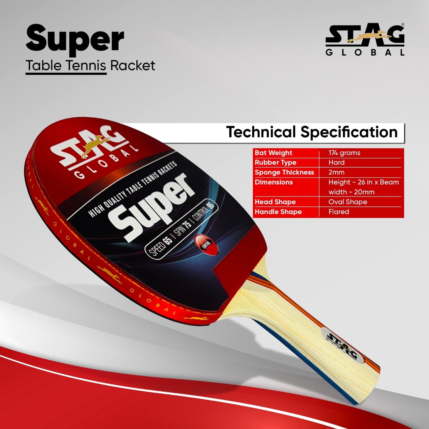 STAG GLOBAL Super Table Tennis Racket