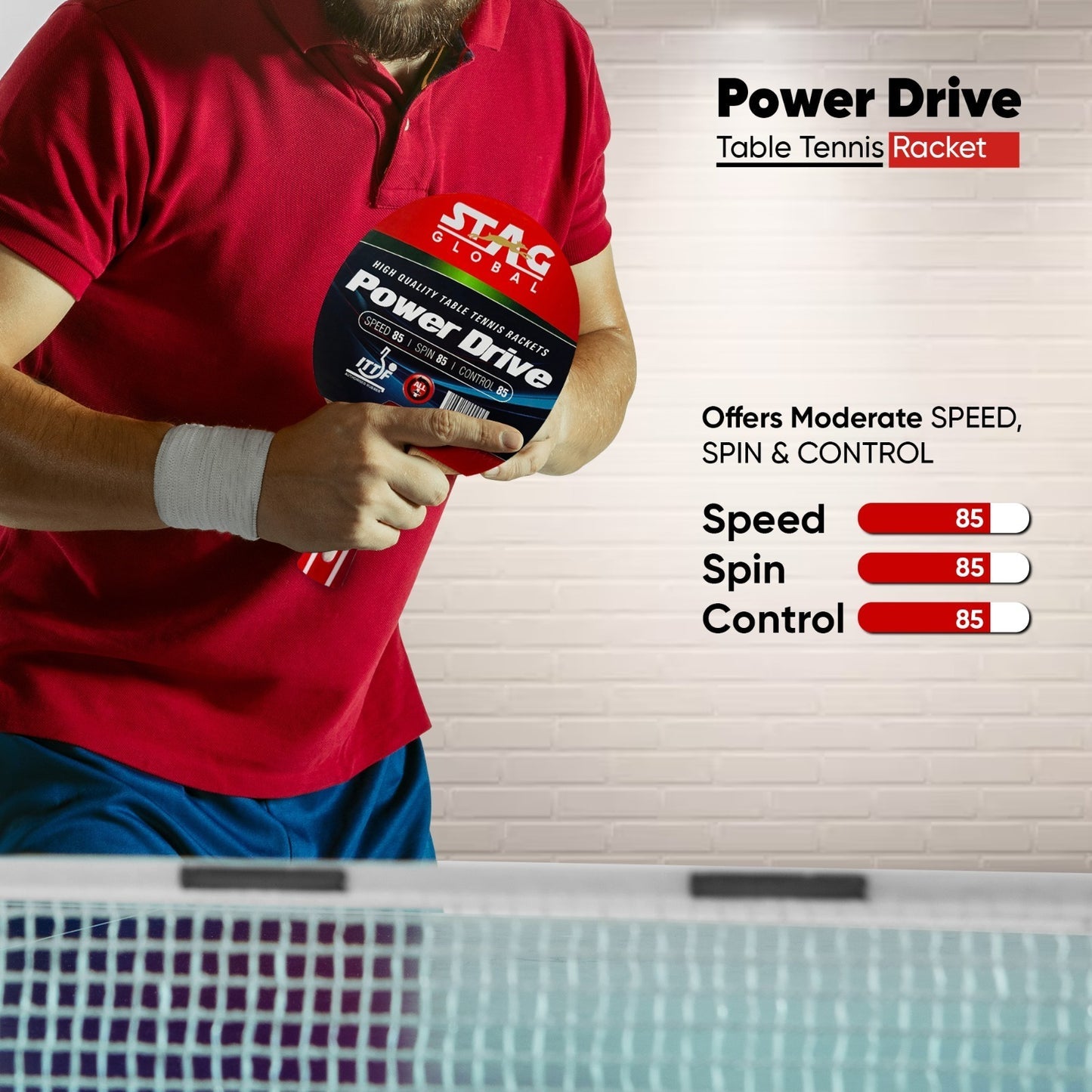 STAG GLOBAL Power Drive Plus Table Tennis Racket