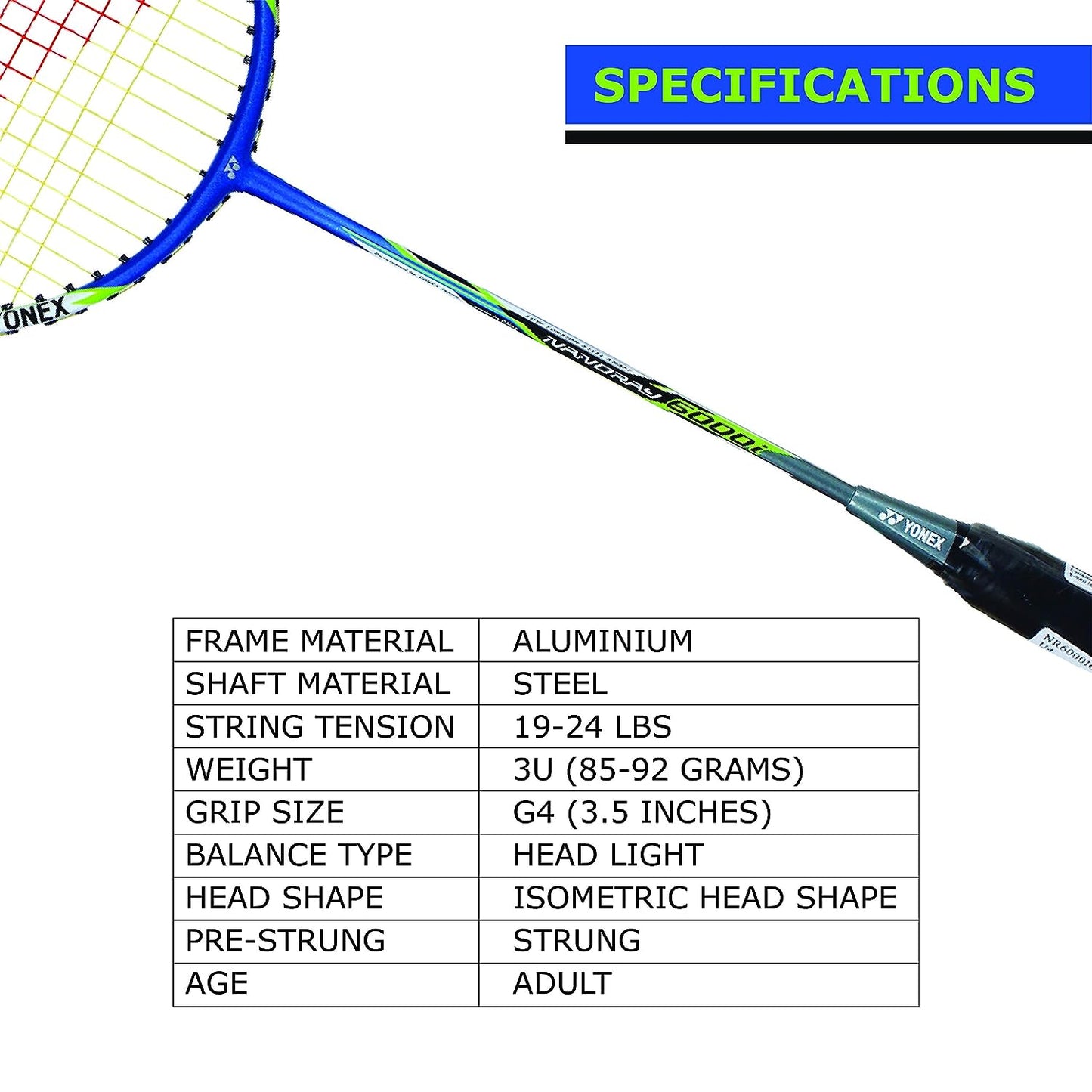 YONEX NANORAY 6000I BADMINTON RACQUET