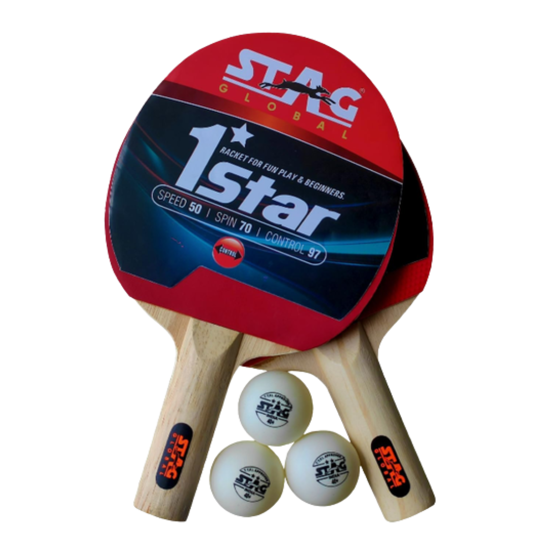 STAG GLOBAL 1 Star Table Tennis Playset (2 Racquets & 3 Balls)