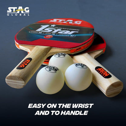 STAG GLOBAL 1 Star Table Tennis Playset (2 Racquets & 3 Balls)