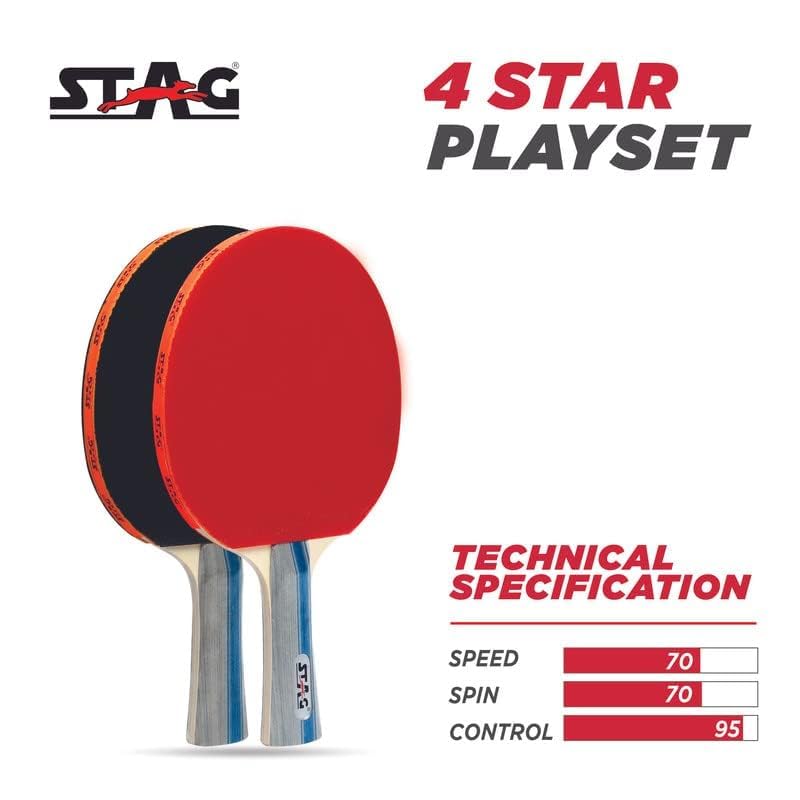 Stag 4 Star Table Tennis Playset (2 Racket with 3 Balls)