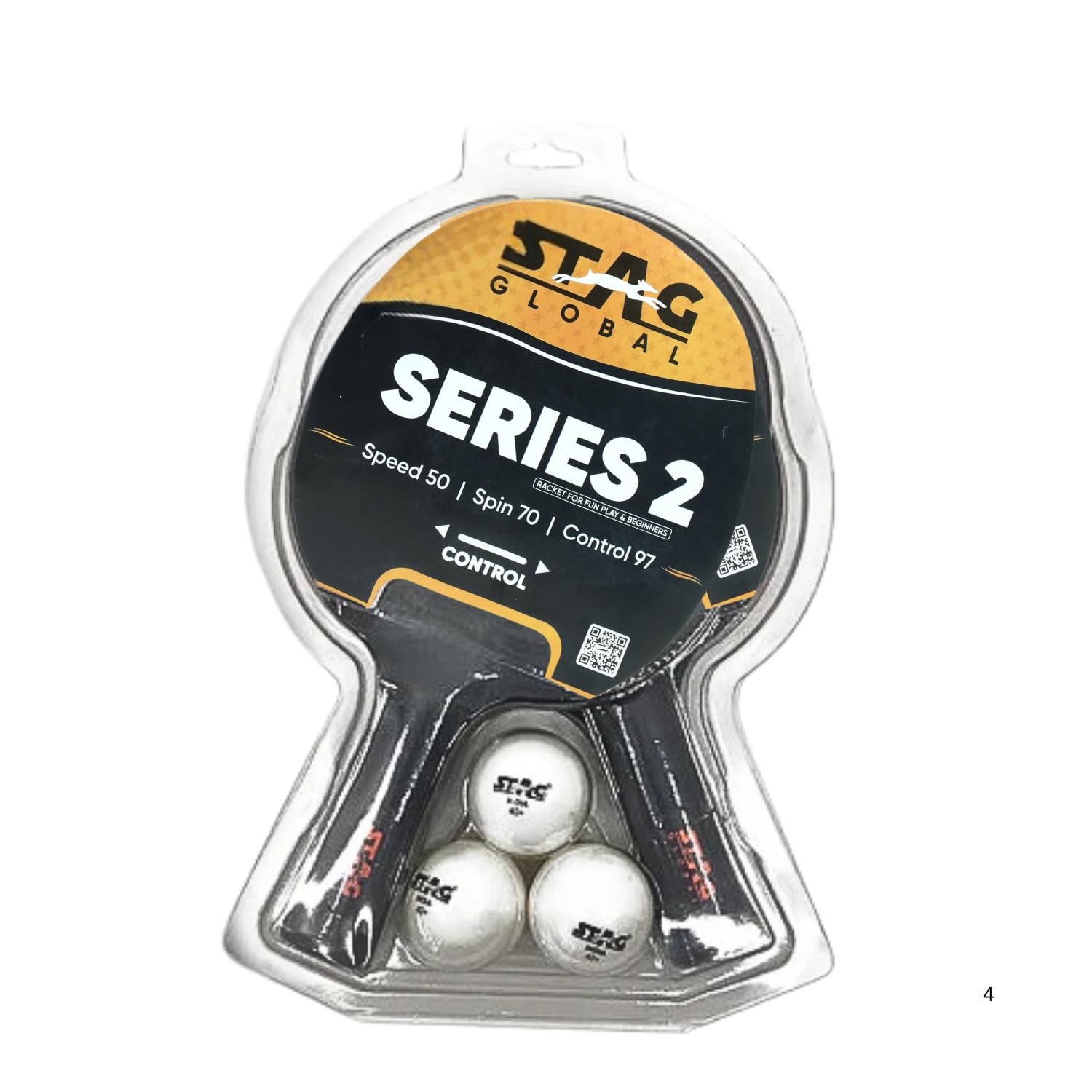 STAG GLOBAL SERIES 2 TABLE TENNIS RACKET PLAYSET (2 Racquets and 3 Bal ...