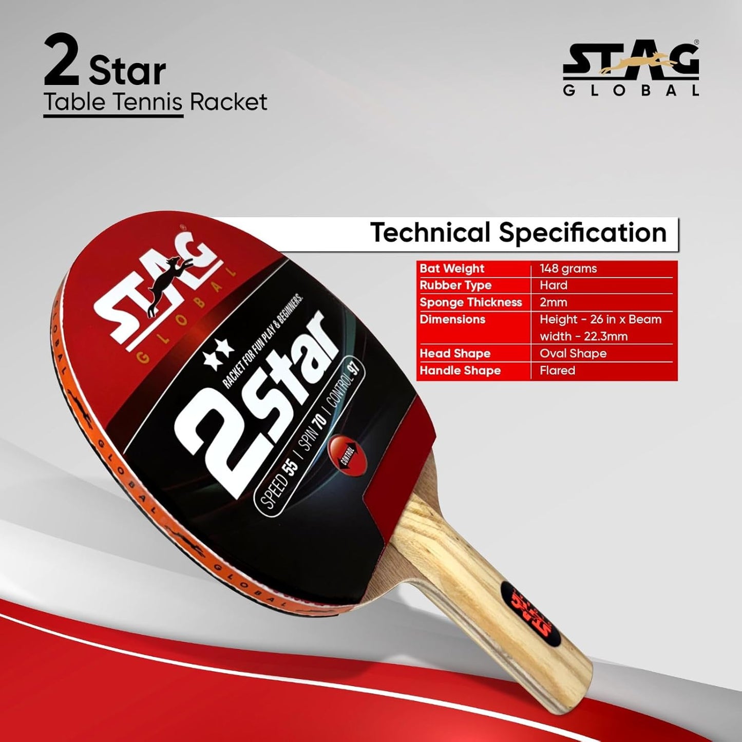 Stag 2 Star Table Tennis Racquet