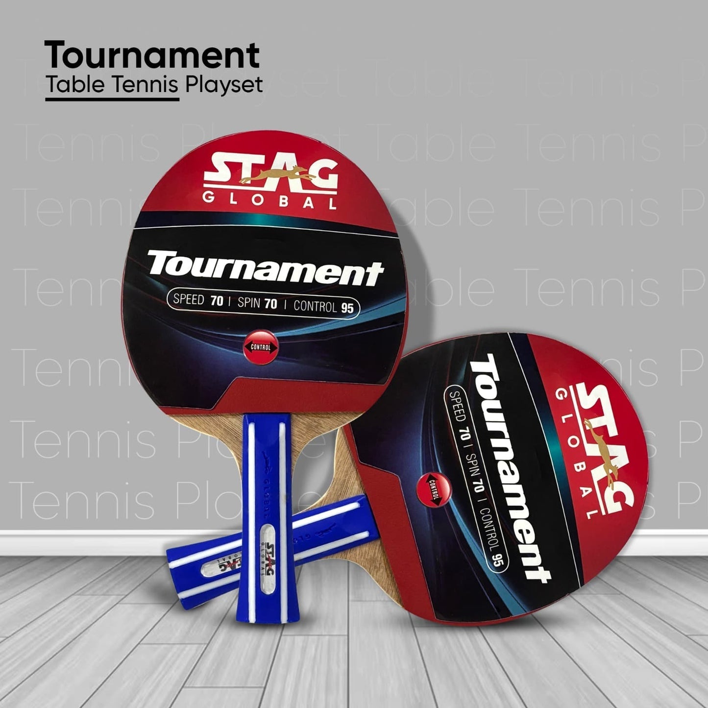STAG GLOBAL Tournament Table Tennis Playset With 2 Rackets | 3 Seam Balls |