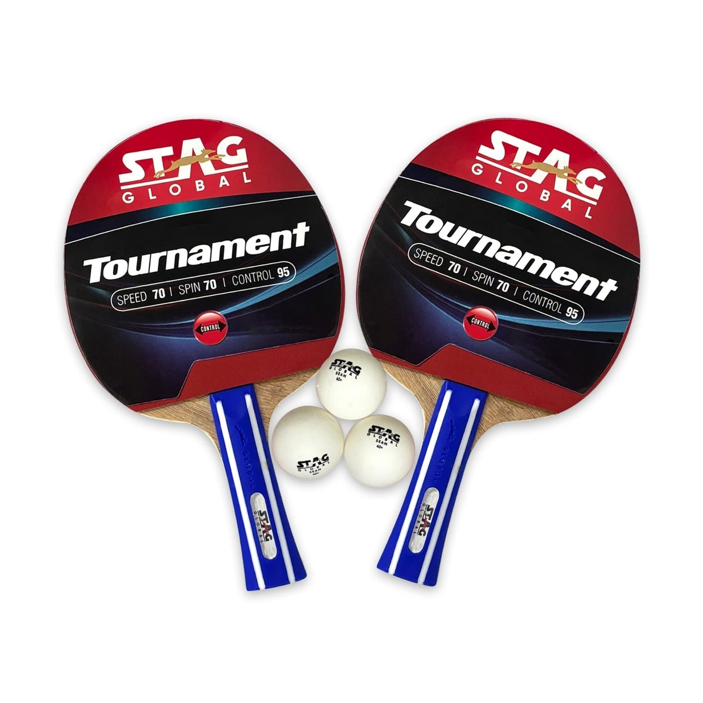 STAG GLOBAL Tournament Table Tennis Playset With 2 Rackets | 3 Seam Balls |