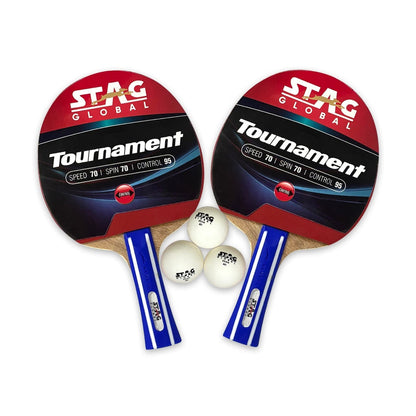 STAG GLOBAL Tournament Table Tennis Playset With 2 Rackets | 3 Seam Balls |