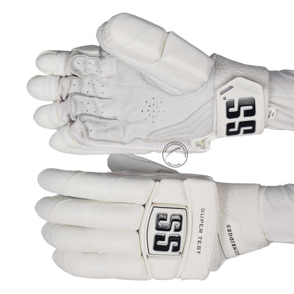 SS Super Test White Cricket Batting Gloves